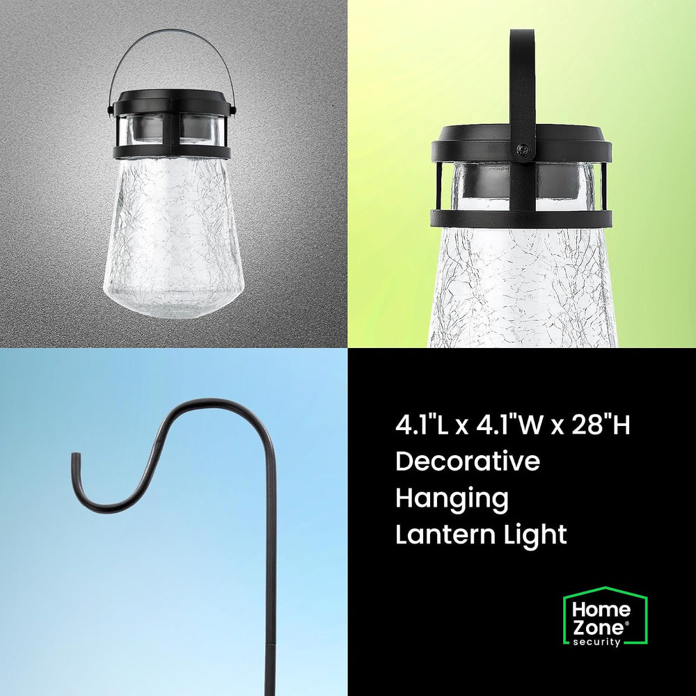 Home Zone Living 2PK Solar Crackle Glass Lanterns Hanging Light