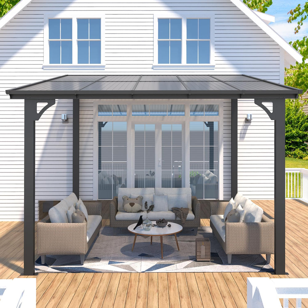AECOJOY 10' x 8' Gazebo for Patio, Small Wall-Mounted Lean to Gazebo ...