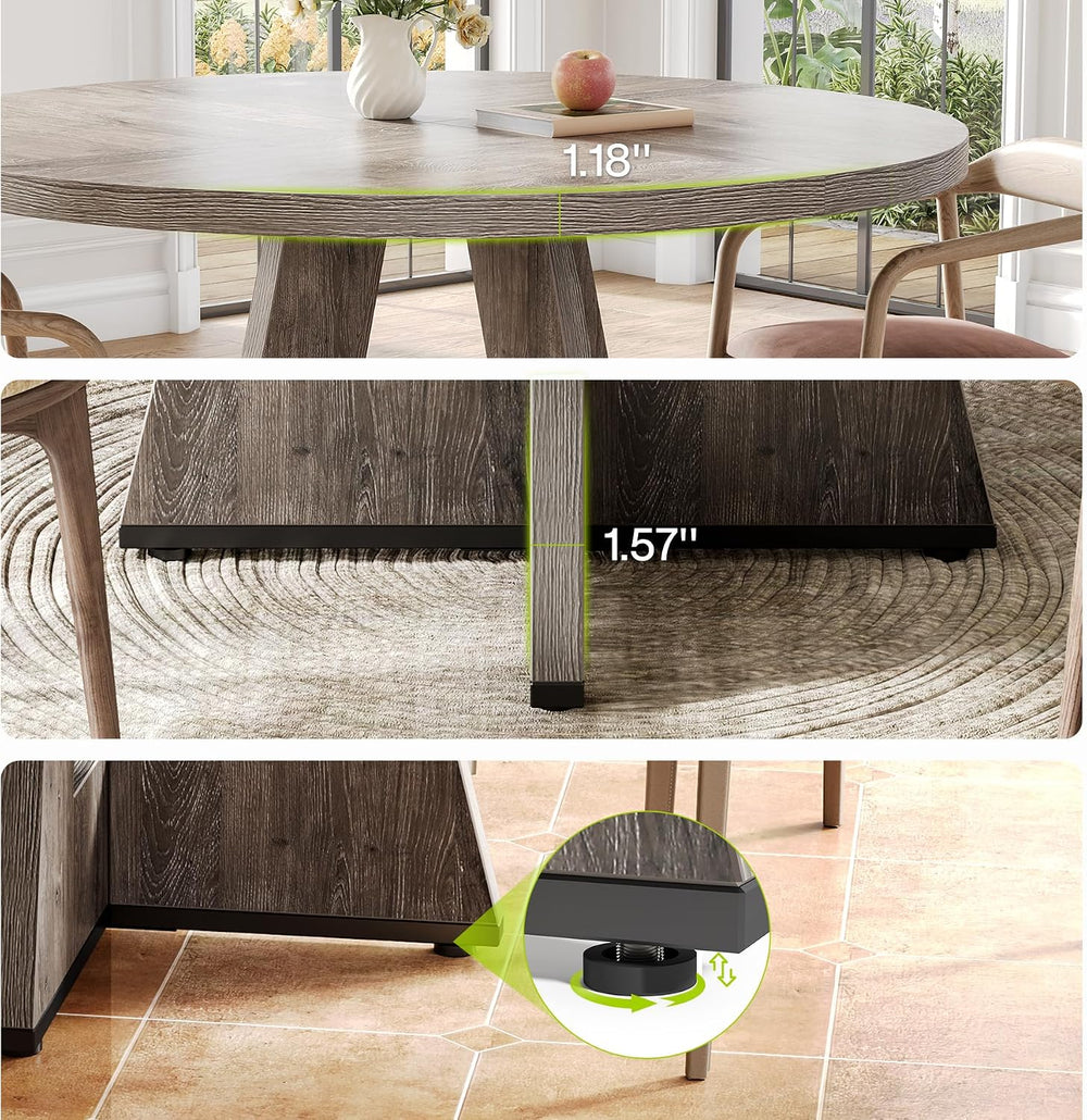 LITTLE TREE Round Dining Table for 4-6 People, 47 Inches Dining Room Table wi...