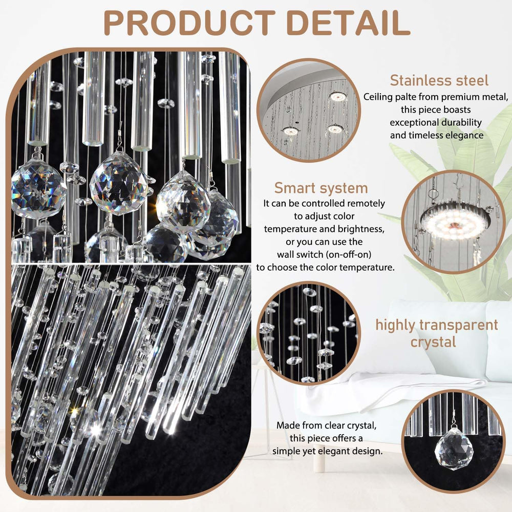 Flashing God D24''XH86'' Large Crystal Chandelier Modern Crys...