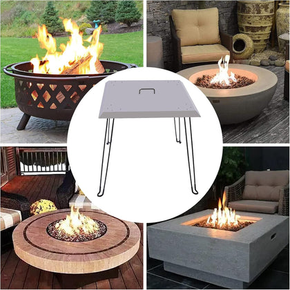 Fire Pit Heat Deflector, 24 x 24 x 24 Inch, Stainless Steel Fire Pit Cover 1.5mm Thick, w/Foldable Legs and Carrying Handle, Square Fire Pit Burner Cover to Push Heat Down (Square, 24x24x24 in)