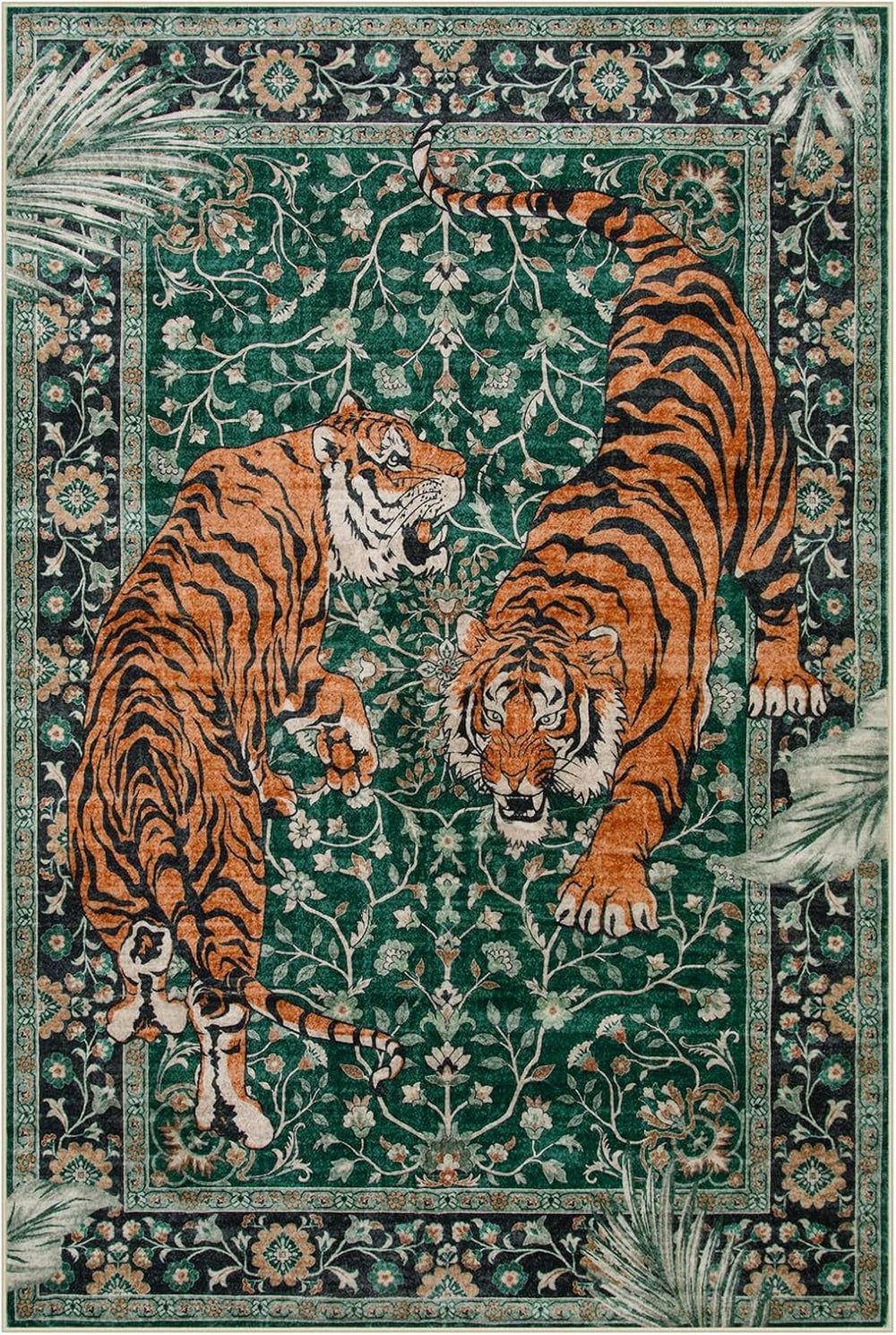 Moynesa Tiger 6x9 Area Rugs for Living Room, Boho Botanical Washable Dining R...