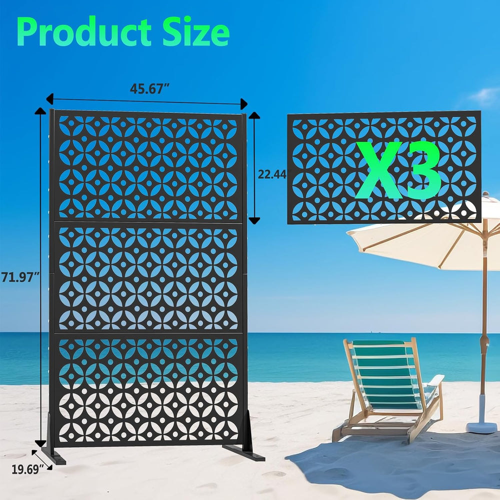 Metal Outdoor Privacy Screen Freestanding Privacy Screens,72" H x 46&quo...