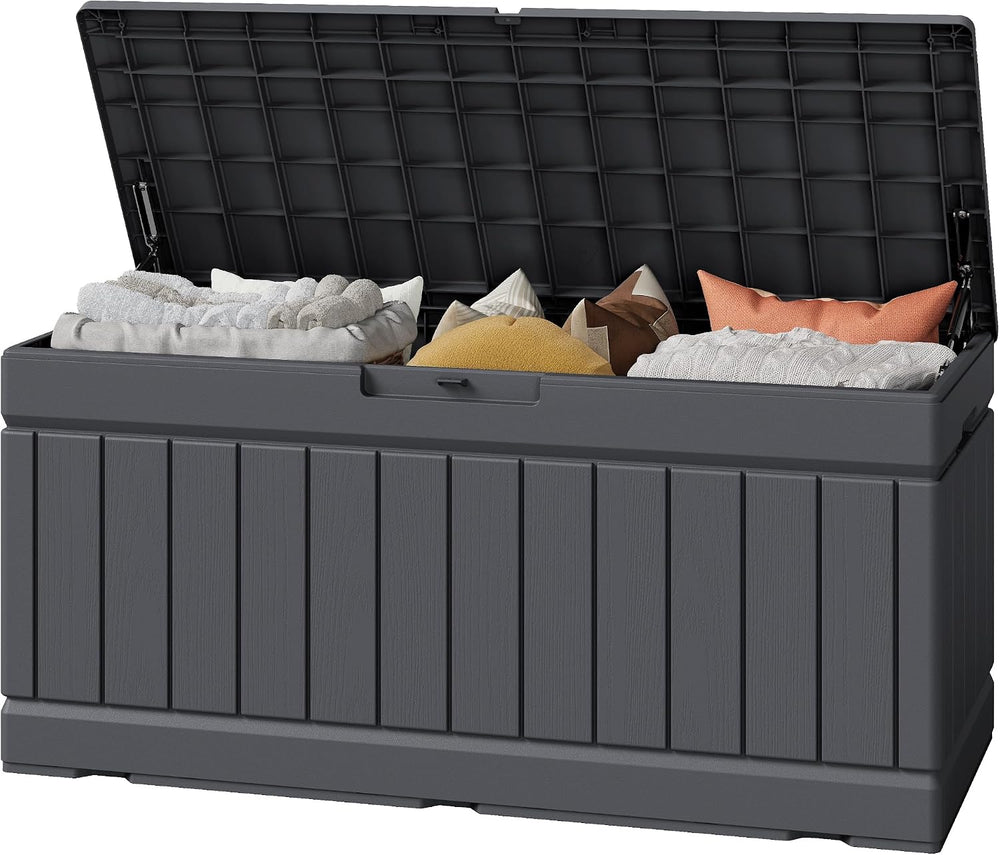 Greesum Outdoor Storage Box 82 Gallon Storage Bin with Lid for Patio Furnitur...