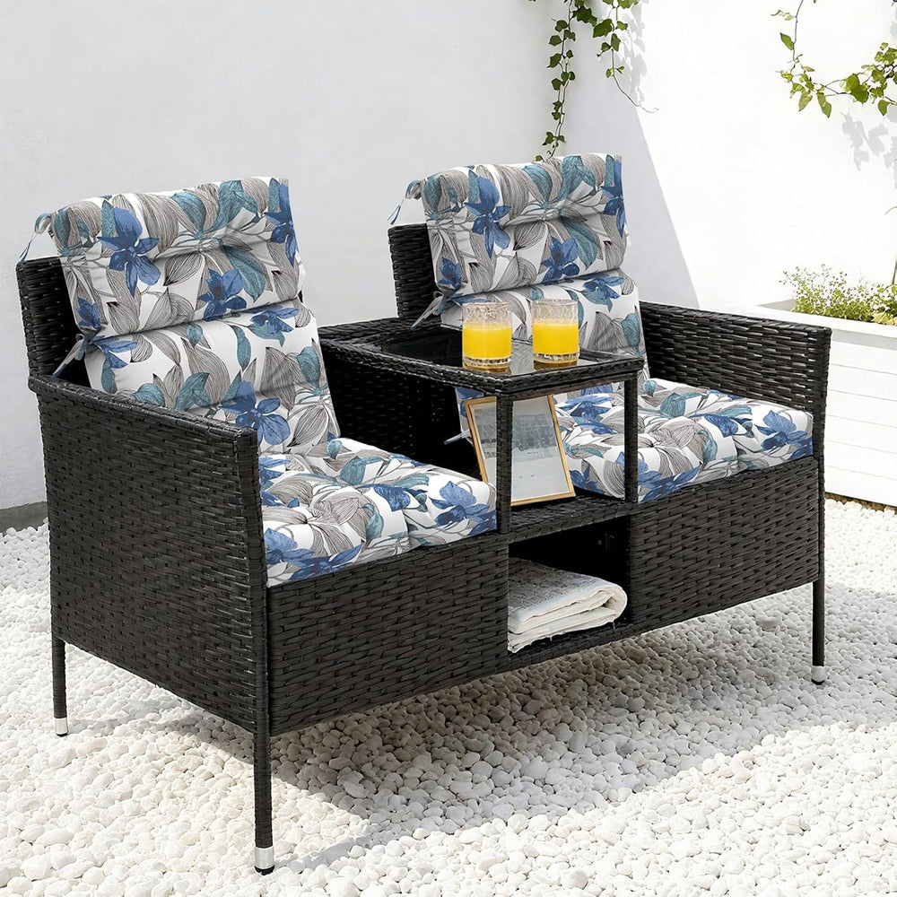 LVTXIII Outdoor Tufted High Back Cushions Set of 2 Patio Seasonal Replacement...