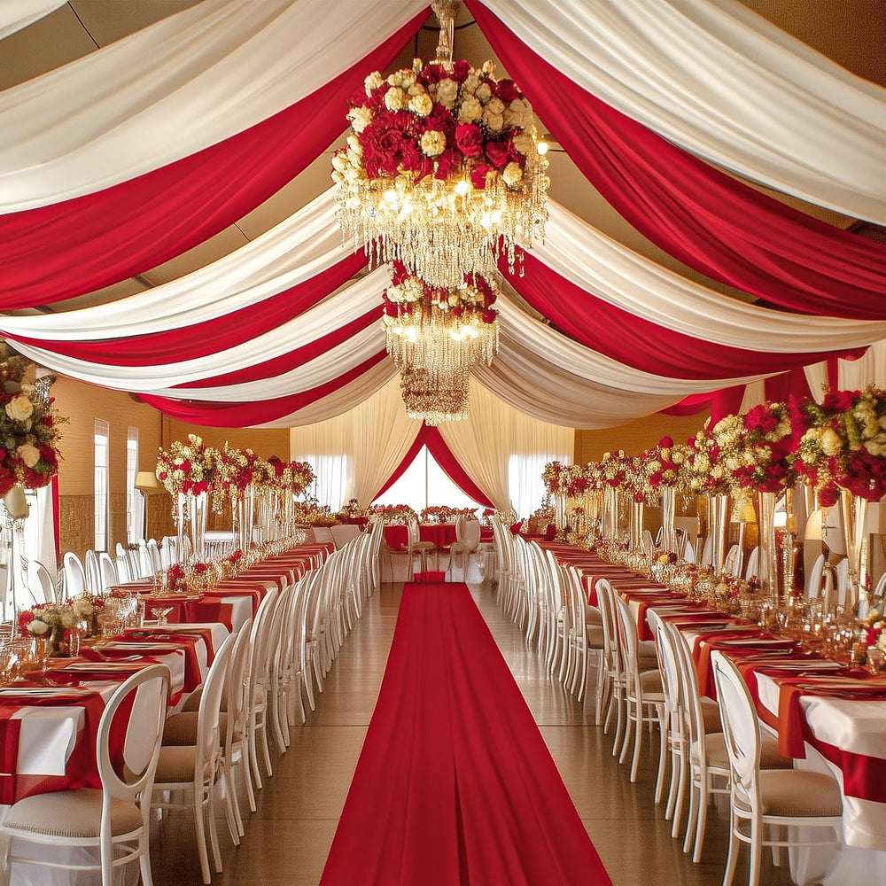 4 Panels 5x20ft White Ceiling Drapes for Wedding Parties, Wrinkle Free 20ft L...