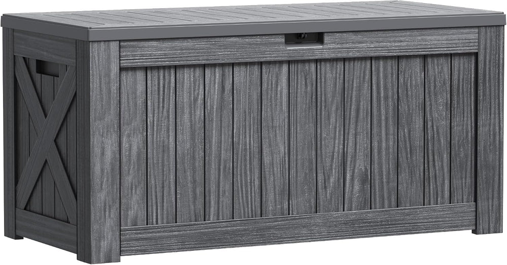 Greesum Outdoor Storage Box 120 Gallon Storage Bin with Lid for Patio Furnitu...