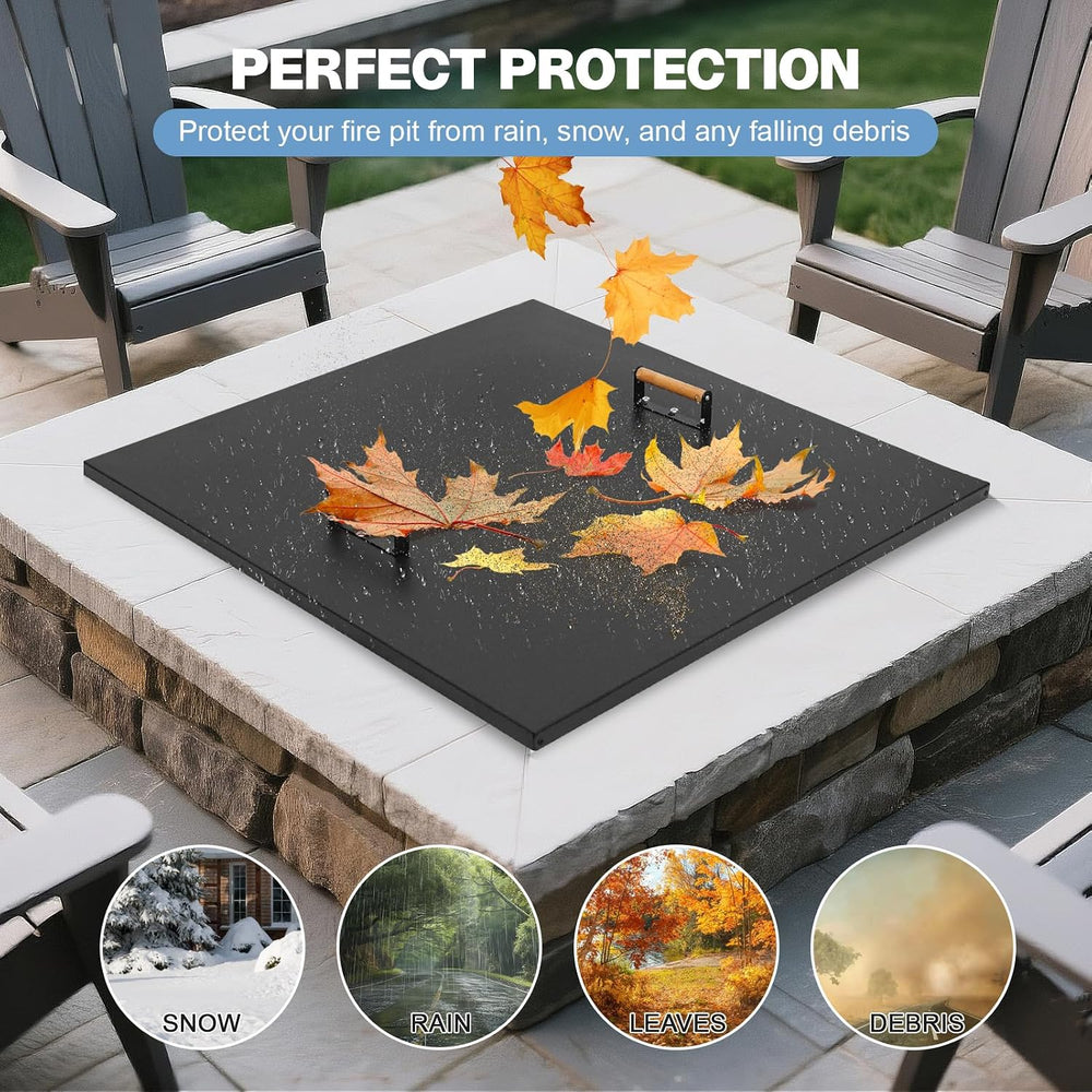 Fire Pit Lid Square 34", Heat Resistant Metal Firepit Cover