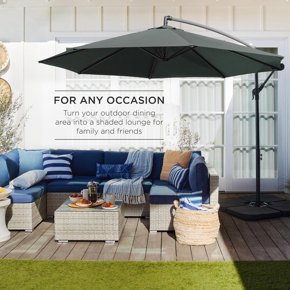 Best Choice Products 10ft Offset Cantilever Hanging Market Patio Umbrella, 8 ...
