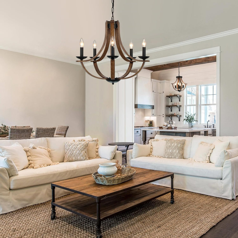 LAMPKEDUO Farmhouse Chandeliers for Dining Room Light Fixture, 5-Light 24 inc...