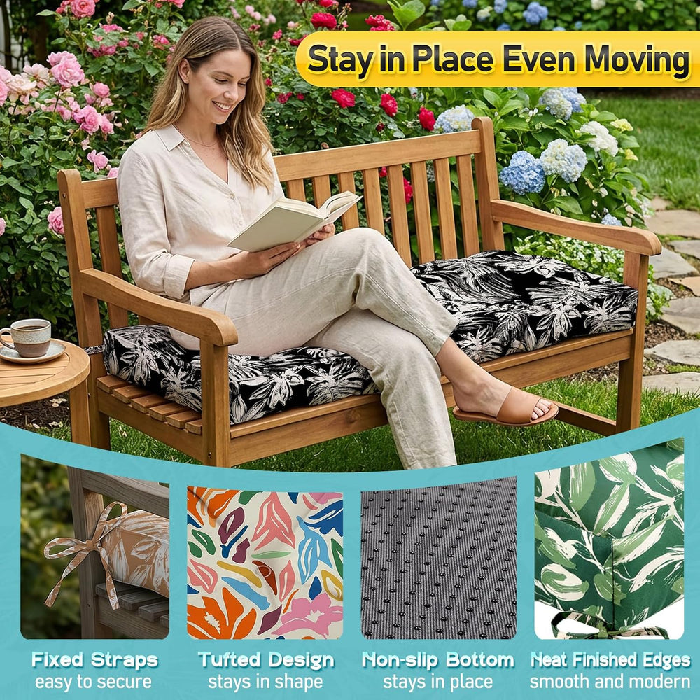 Outdoor Bench Cushion, Tufted Patio Seat Pad for Garden Bench, Porch Swing, I...