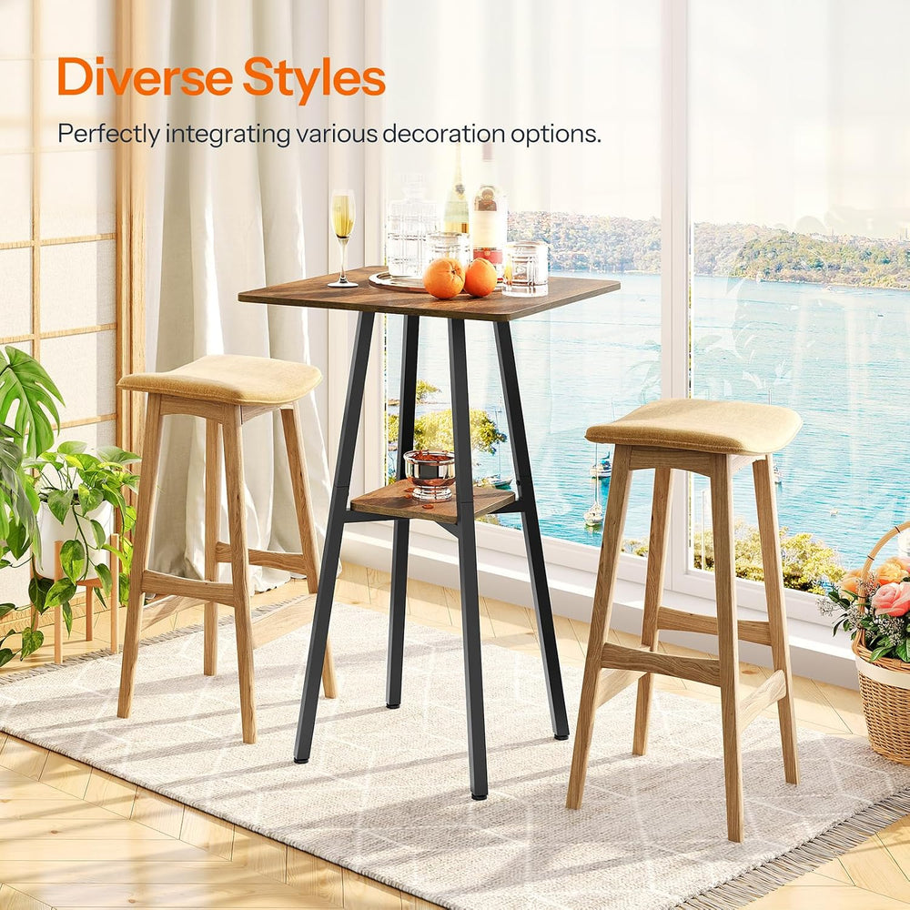 HOOBRO Bar Table, 2-Tier High Top Pub Table, Counter Height Table with Storag...