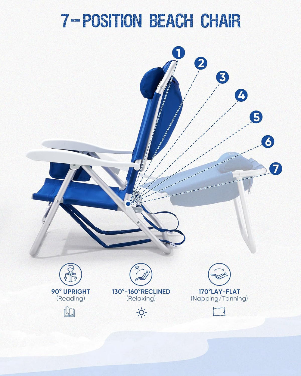 Old Bahama Bay 2 Pack 7-Position Lay-Flat Beach Chair, Lightweight Aluminum F...