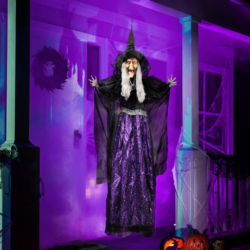 JOYIN 47” Animated Witch Halloween Decorations Outdoor Indoor, Scary Hallowee...