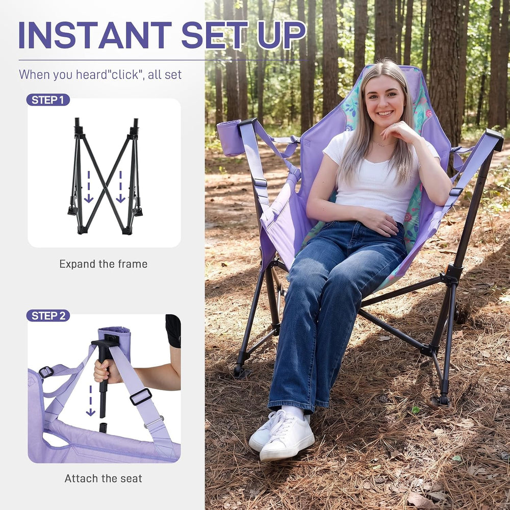 EVER ADVANCED Hammock Camping Chair, Oversized Heavy Duty Swing Chair with De...