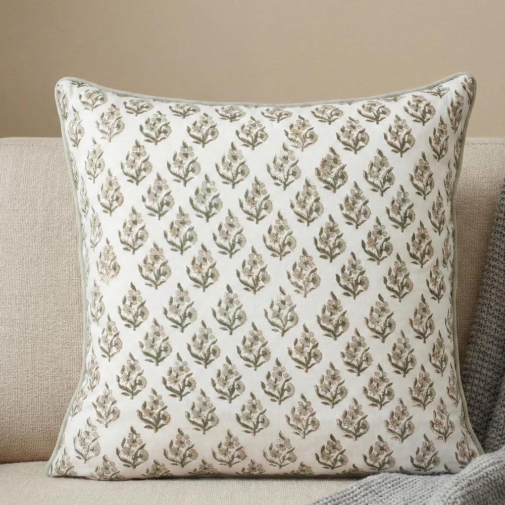 Set of 2 Pillow Covers 20x20 inches Floral Pillow Covers Green Farmhouse Pill...