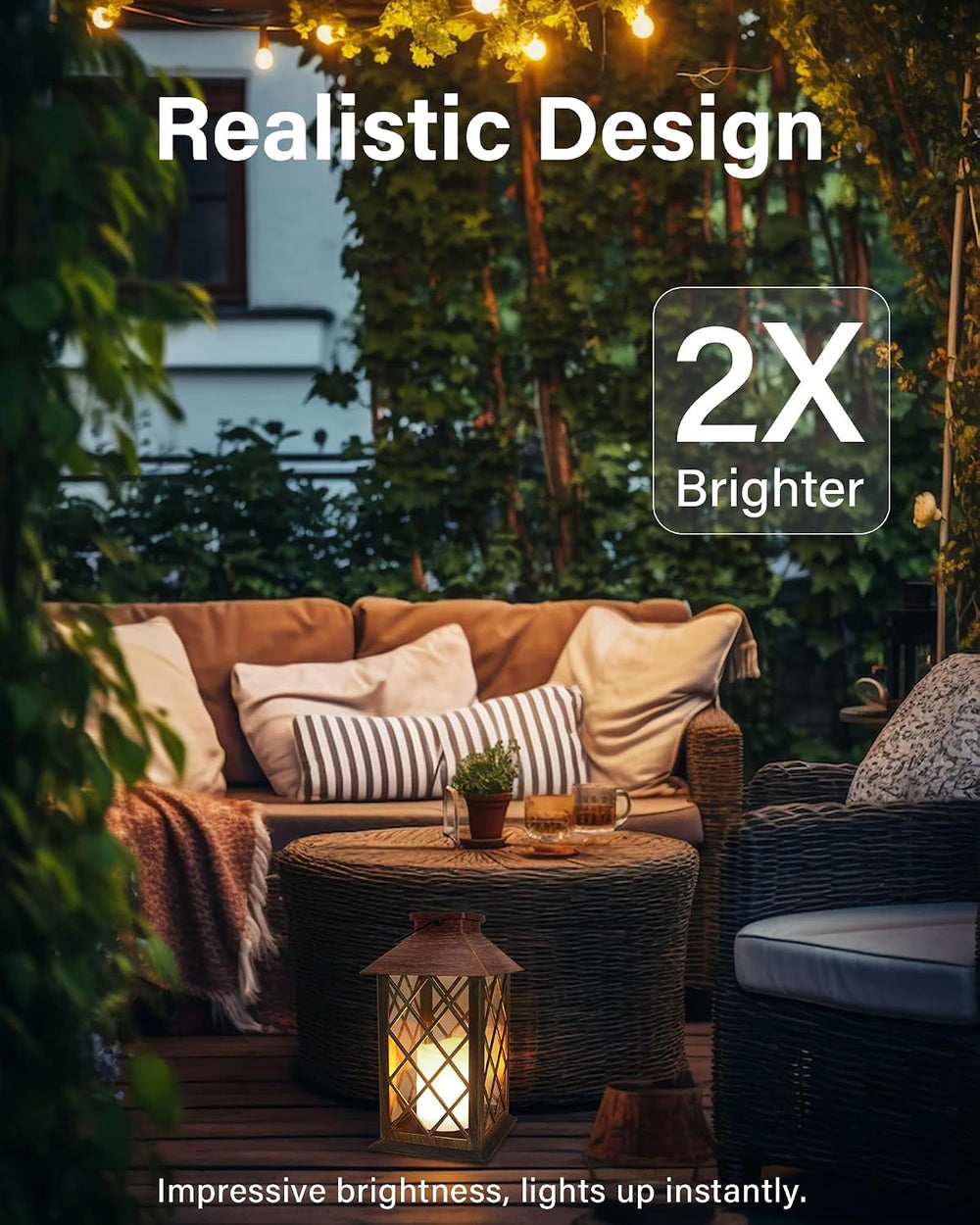 SHYMERY Solar Lanterns, Hanging Outdoor Lantern with Lasts 2X Longer LED Flic...