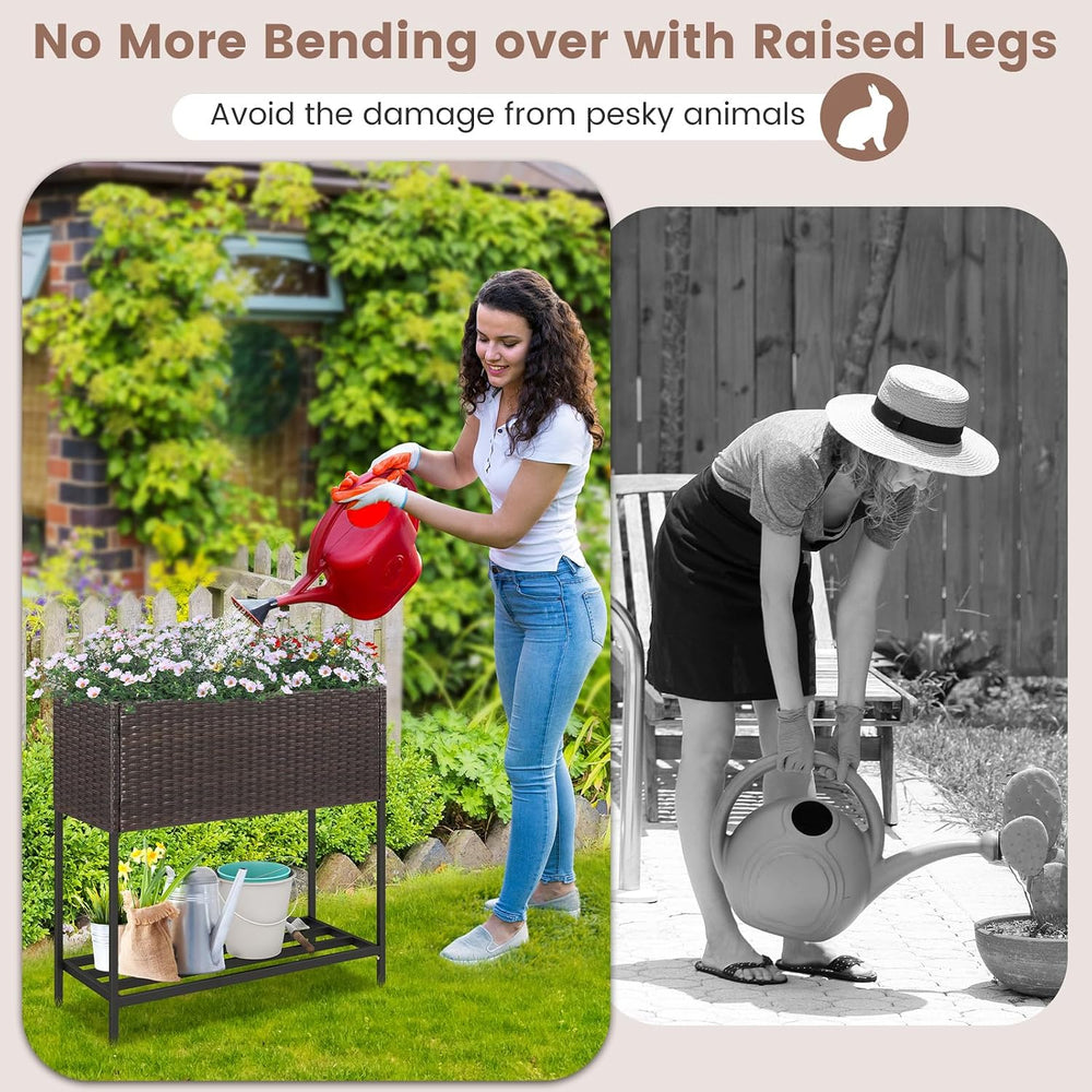 Giantex Raised Garden Bed with Legs, 28" x12" Rattan Elevated Plant...