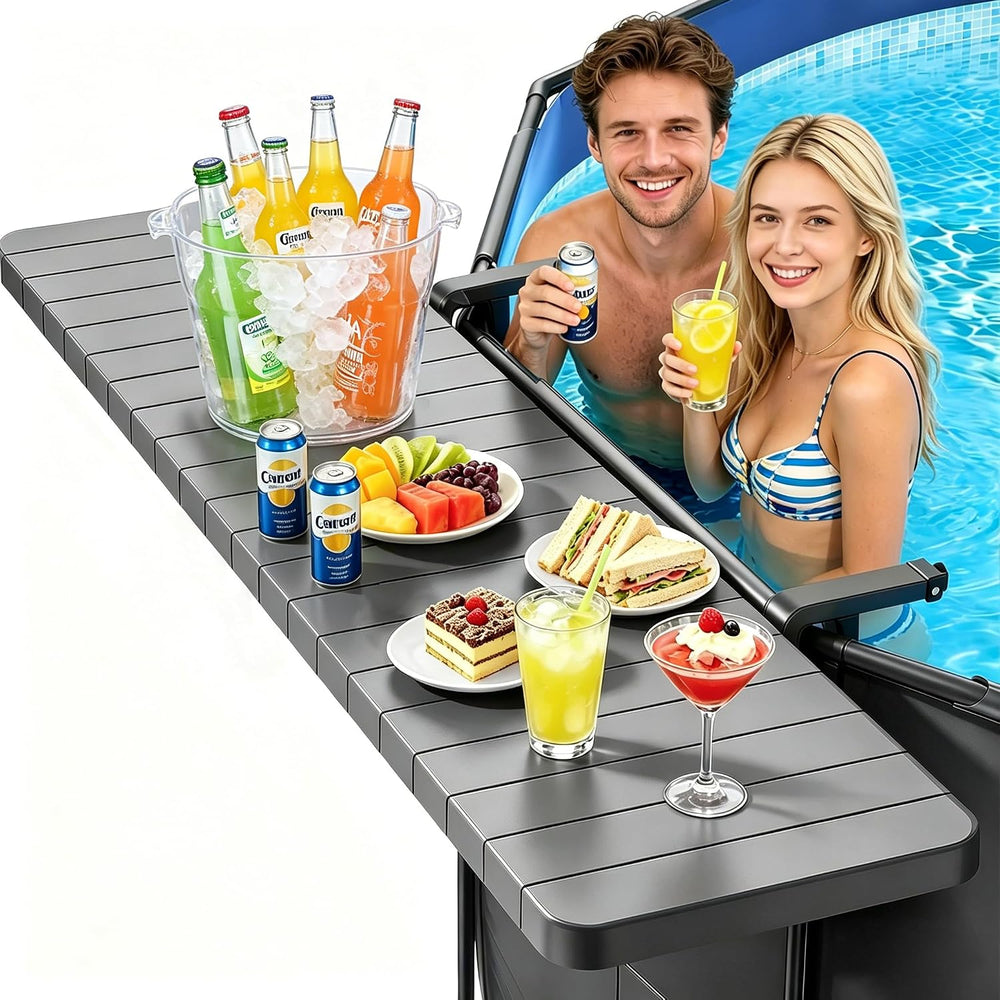 Poolside Bar Table for Above Ground Pool, 49.4x9.6 Outdoor Hanging Swim-Up Ta...