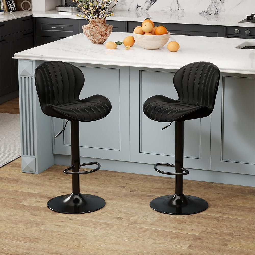 Youhauchair Velvet Fabric Counter Height Bar Stools Set of 3, Black