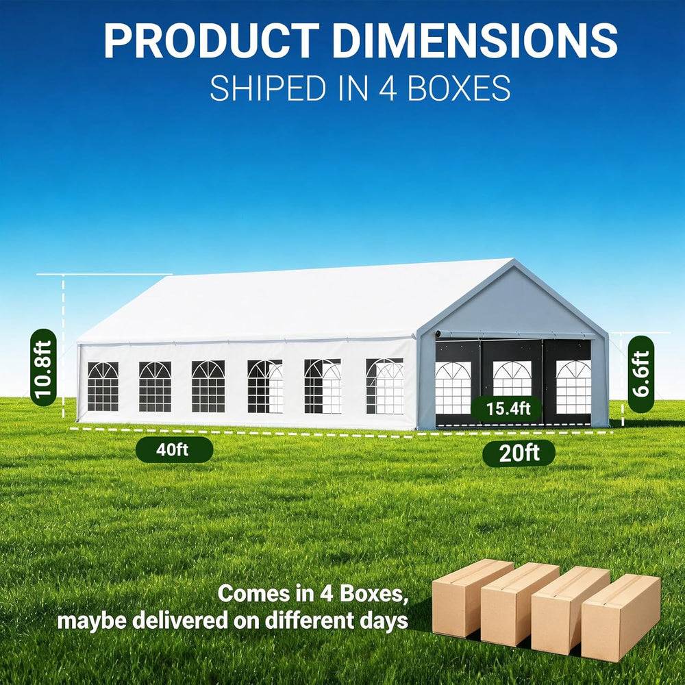20x40ft Party Tent Heavy Duty with Removable Sidewalls White