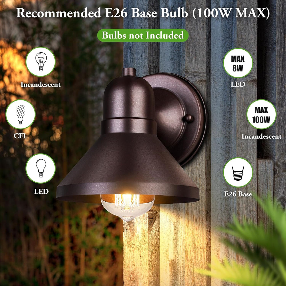 Brightever Outdoor Barn Wall Light Fixtures, 2-Pack Brown Exterior Wall Lante...