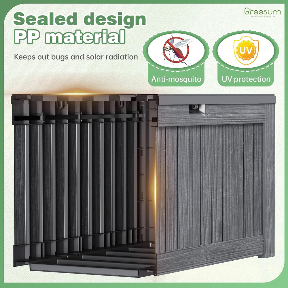 Greesum Outdoor Storage Box 120 Gallon Storage Bin with Lid for Patio Furnitu...