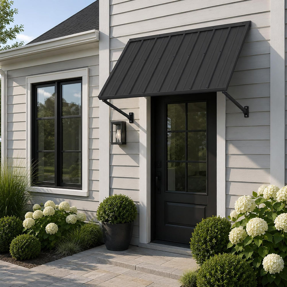 Kozyard Adjustable Door Window Awning – 4-Level Tilt, 55"W×32" Slop...