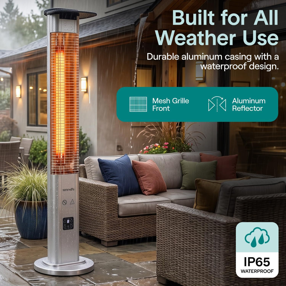 SereneLife Outdoor Electric Patio Heater - 900W Infrared Heater with Remote, ...