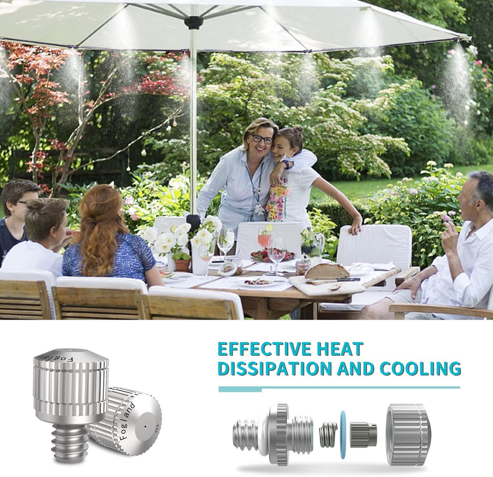Fogland Stainless Steel Misting Nozzles, 20 Pack, 0.012" Orifice Mist Heads
