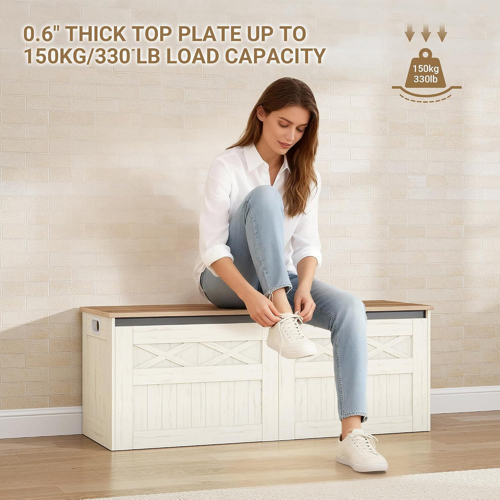 Hzuaneri 47" Farmhouse Storage Chest and Bench | 59 Gal | 330lb Seat