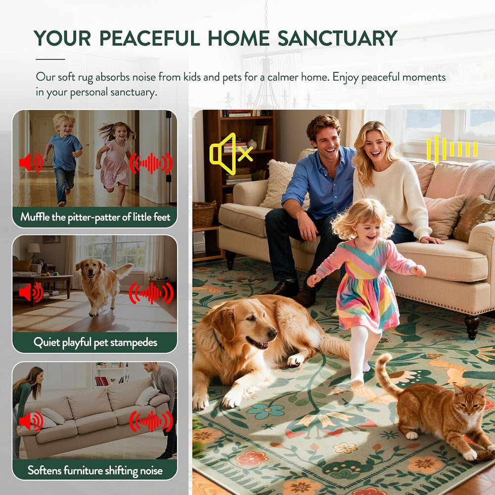 Moynesa Green Washable 8x10 Area Rugs for Living Room Bedroom Dining Room, Mo...
