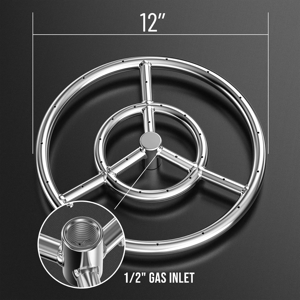 Skyflame 12-Inch Round Fire Pit Burner Ring