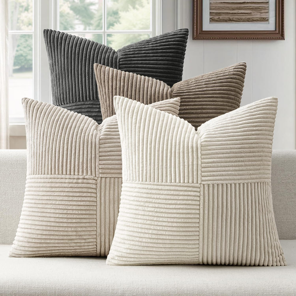 ANRODUO Decorative Throw Pillows for Couch 22x22 Neutral Gray Pack of 4