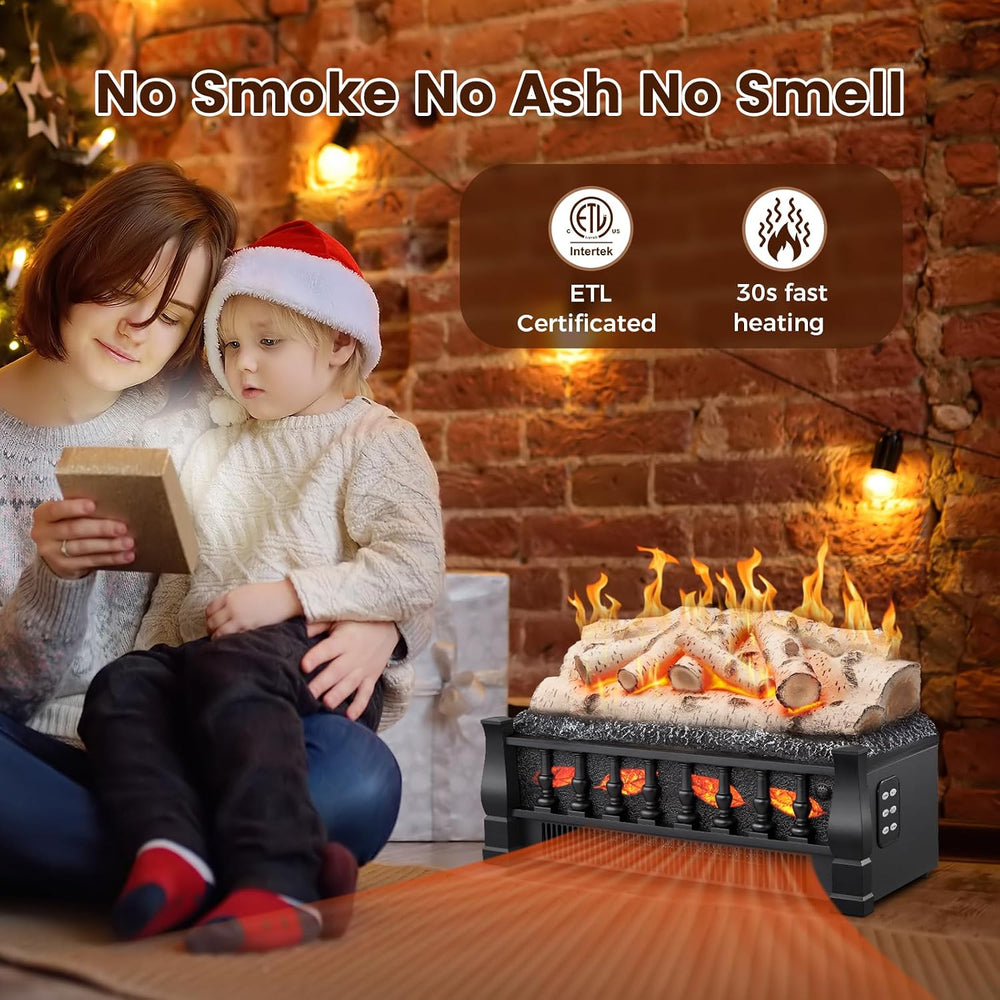 Electric Fireplace Insert Log Heater 21 Inches, 5 Flame Brightness, Multiple ...