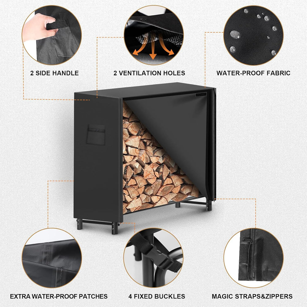 Gtongoko 4FT Firewood Rack Outdoor with Cover Heavy Duty Log Holder