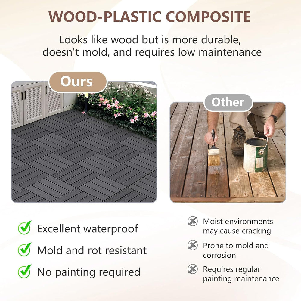 9 Pack Deck Tiles, 12''X 12'' Interlocking Deck Tiles All Wea...