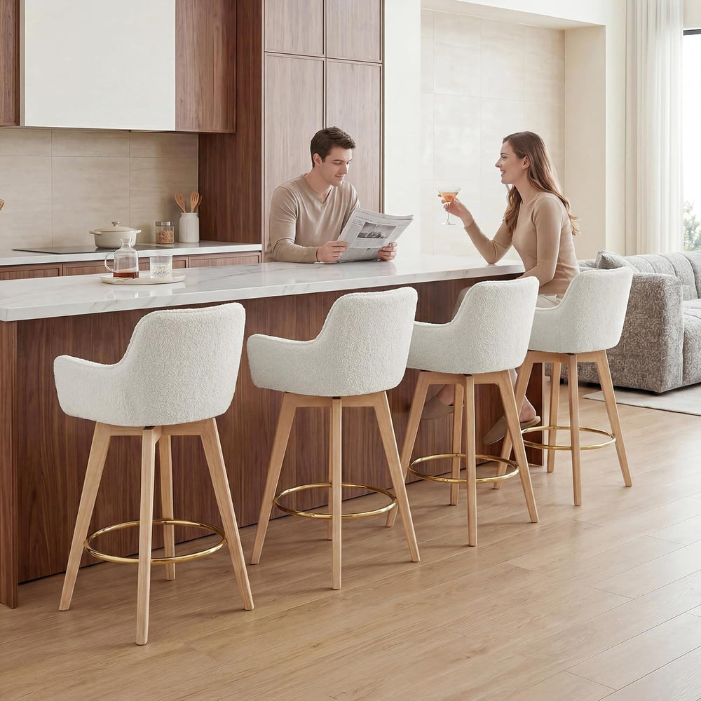 ONEVOG Boucle 26" Counter Height Bar Stools Set of 4, Swivel Modern Kitc...