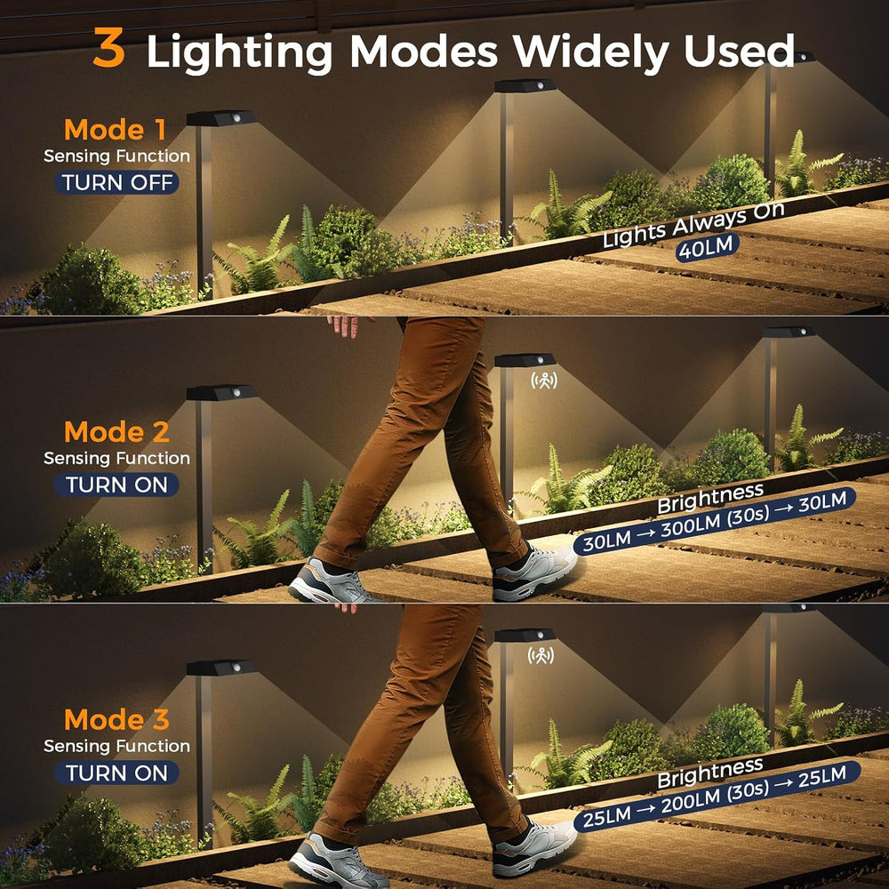 XMCOSY+ Solar Pathway Lights, 6 Pack Metal Motion Sensor Outdoor Lights