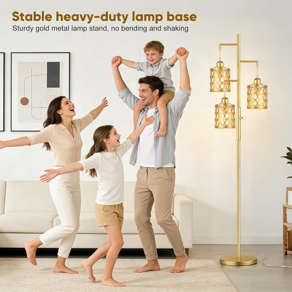 68" Tall Gold Industrial Floor Lamps for Living Room, Modern Standing Lamp