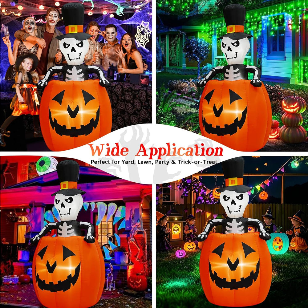 5.5FT Animated Pop Up Halloween Inflatables Outdoor Pumpkin with Peek-a-Boo L...