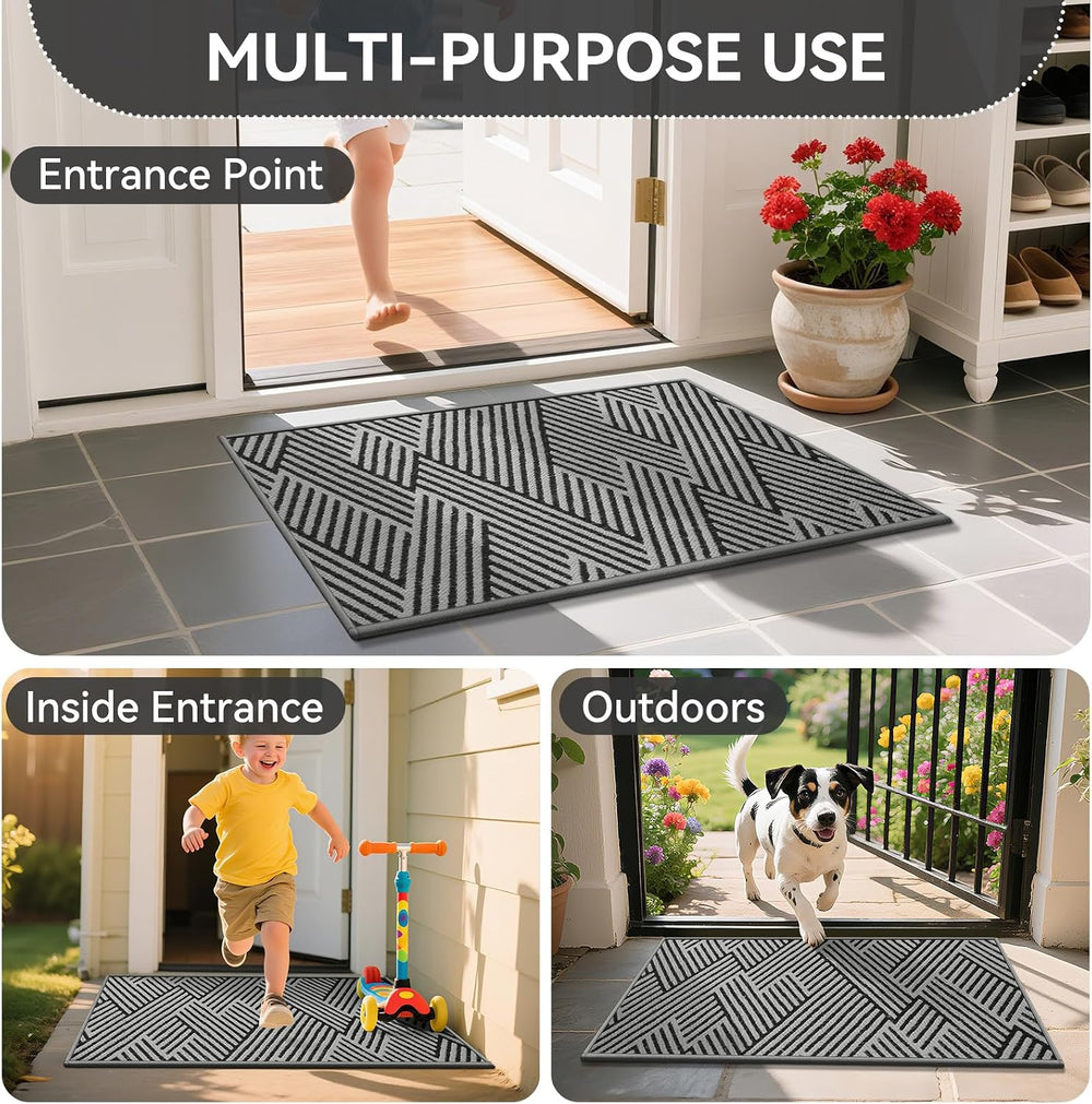 Door Mat Outside Entrance Non-Slip Dirt Resistant Grey 24"x35"