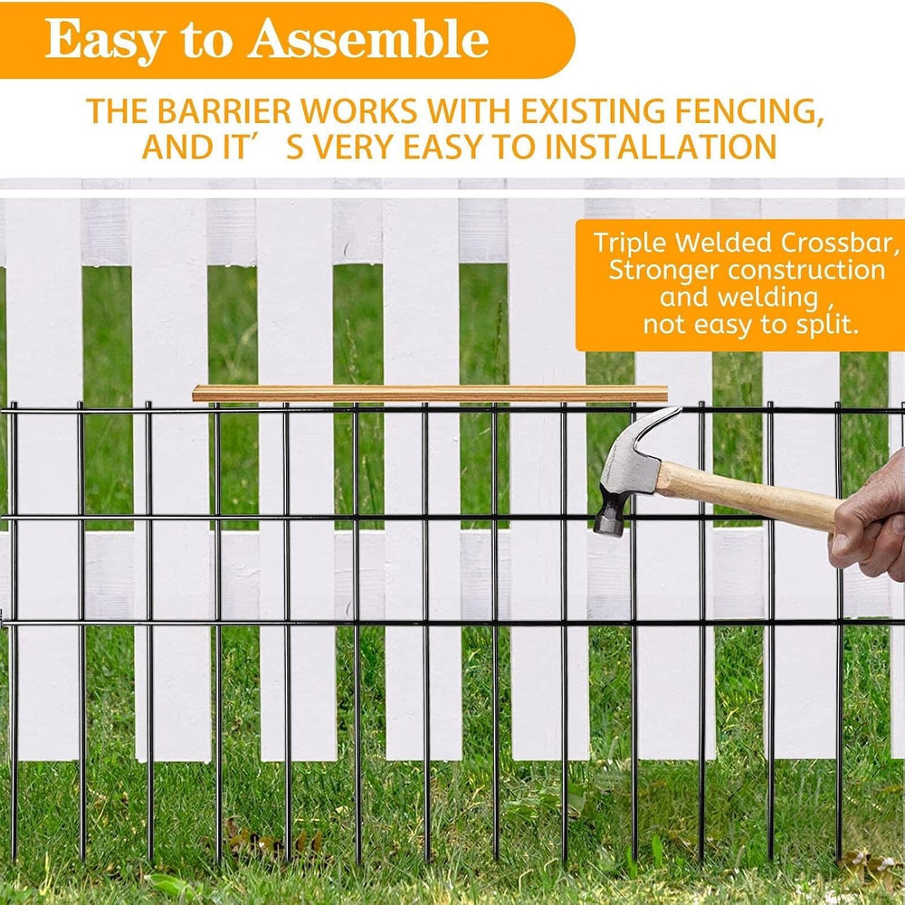 Getlay Animal Barrier Fence 25ft(L) x15in(H),10Pack Black No Dig Fence,Anti-R...