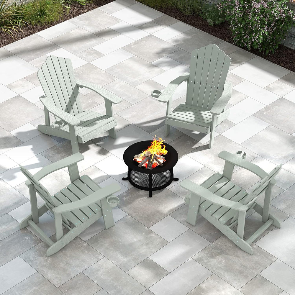 Tangkula Oversized Adirondack Chair, Patio Lounge Chairs w/Adjustable Cup Hol...