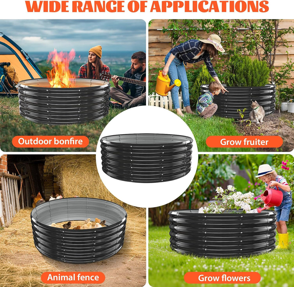 17In Tall 48 Inch Diameter Round Galvanized Fire Pit Ring/Fire Ring Black