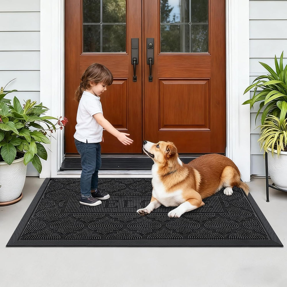 FRAMICS Front Door Mat Outside Entrance, Rubber Door Mats Welcome 24"x36...
