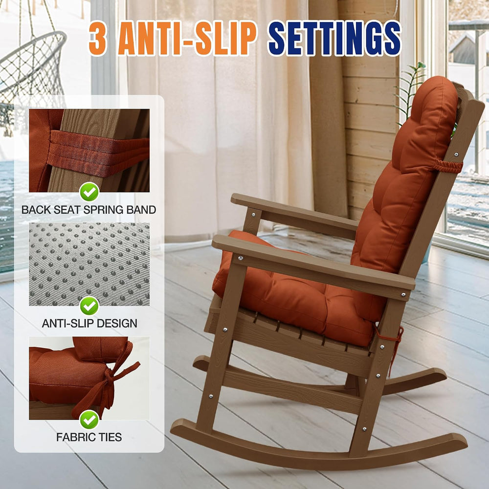 Adirondack Chair Cushion, 4 Pack 49x20x4'' Rocking Chair Pads, Burnt ...