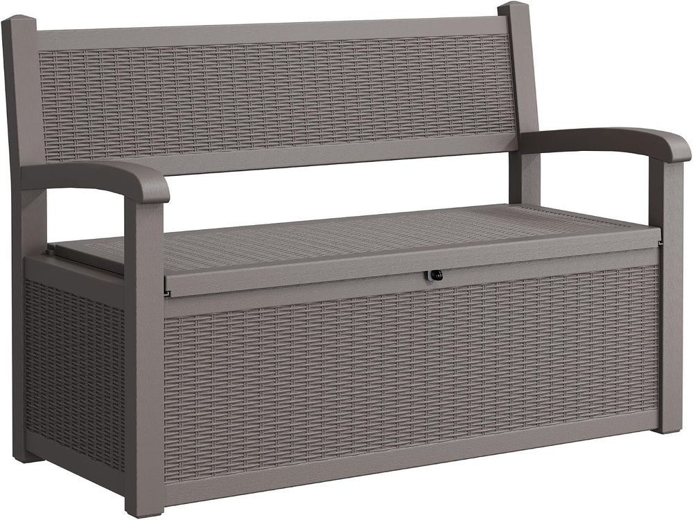80 Gallon Outdoor Storage Bench, Resin Outside Storage Box with Armrest, Lock...