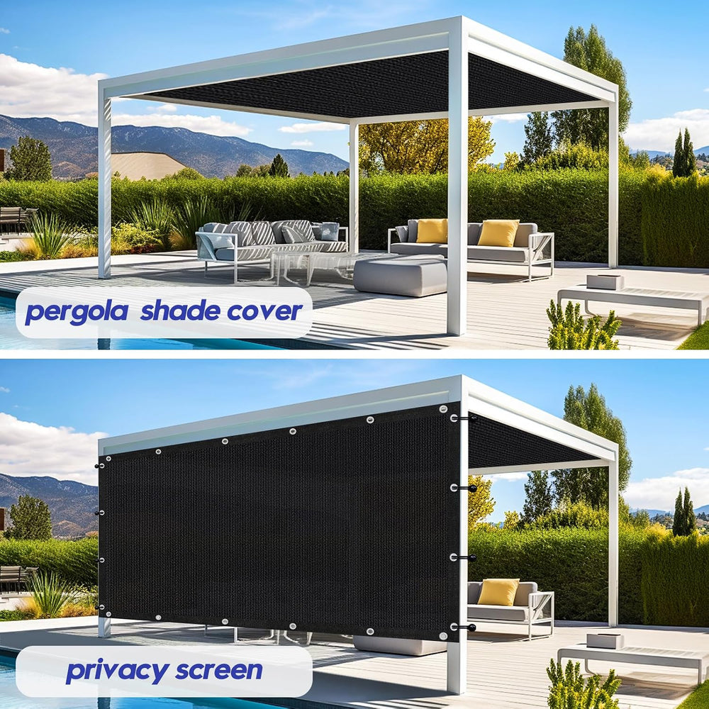 10' X 10' 90% Sun Shade Cloth Outdoor Patio Black Pergola Shades Cove...