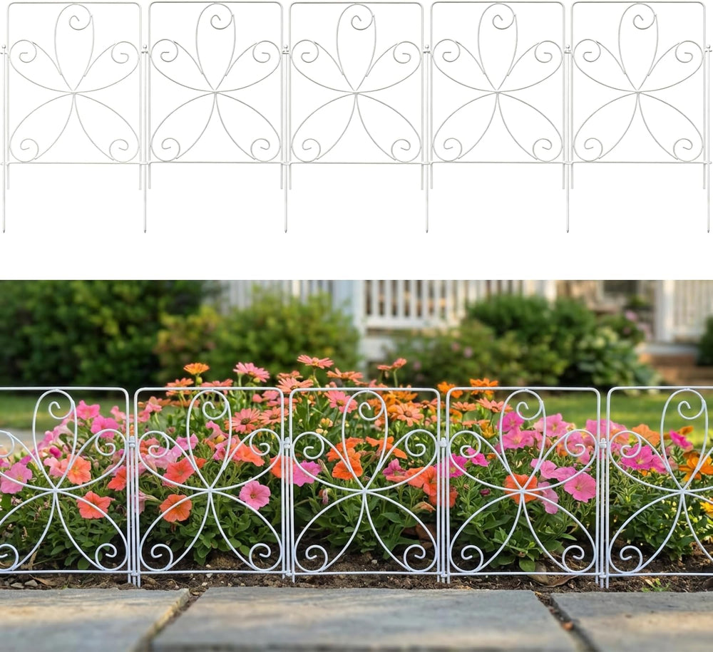 ShopLaLa Garden Fence (10 Panels) 12.5in(L) x 16.5in(H) Rustproof White Metal...